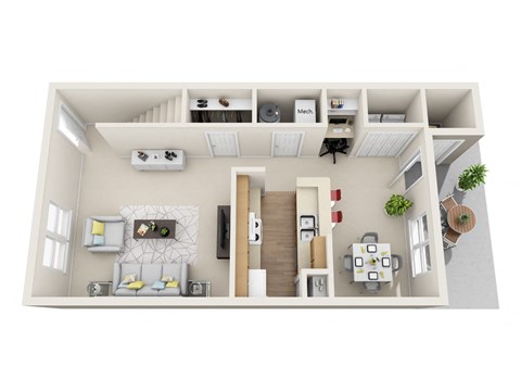 Floor plan for 3 beds, 2 baths, 1345 sqft